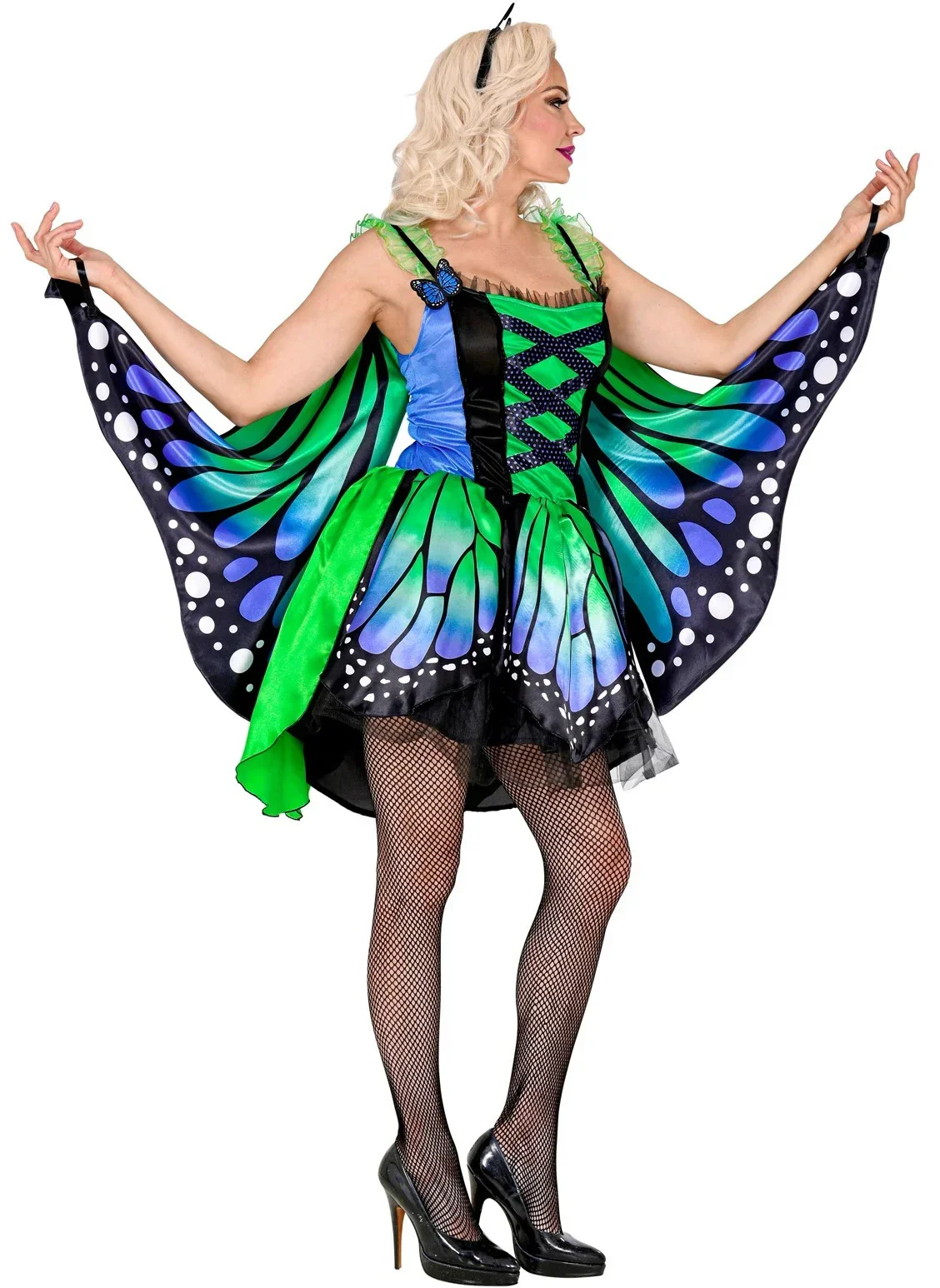 Disfraz de Mariposa con Alas Verde y Azul para Mujer - Image 3