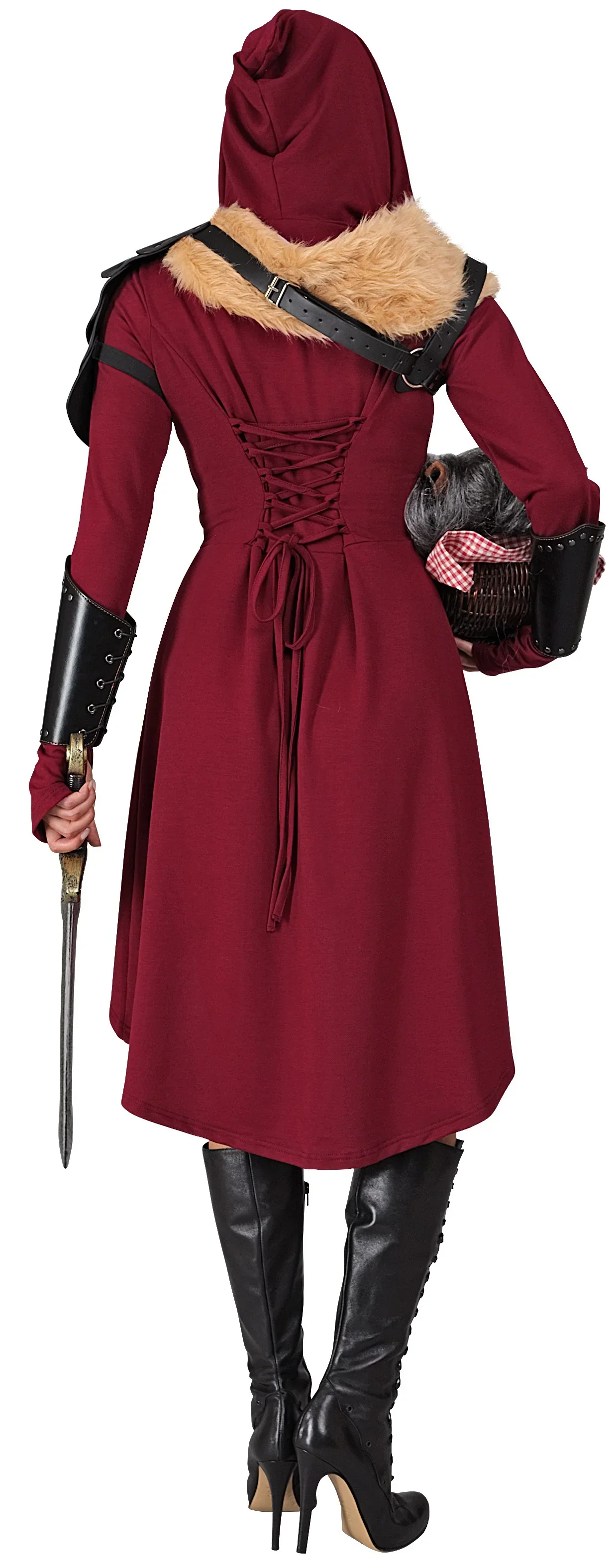 Disfraz Medieval Granate con Capucha para Mujer - Image 3