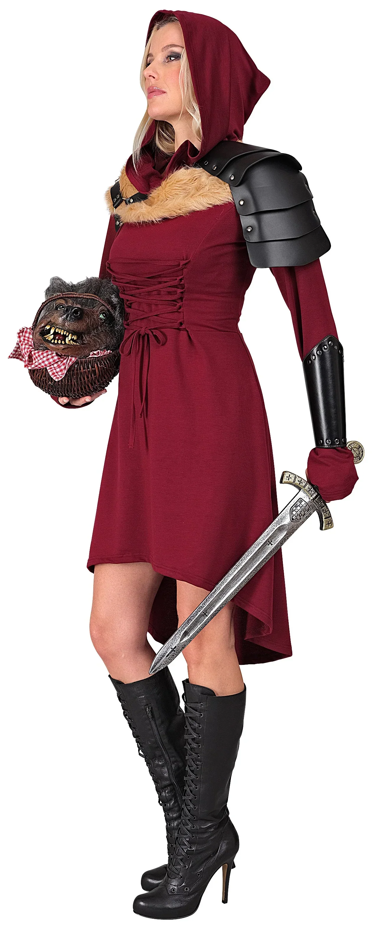 Disfraz Medieval Granate con Capucha para Mujer - Image 4