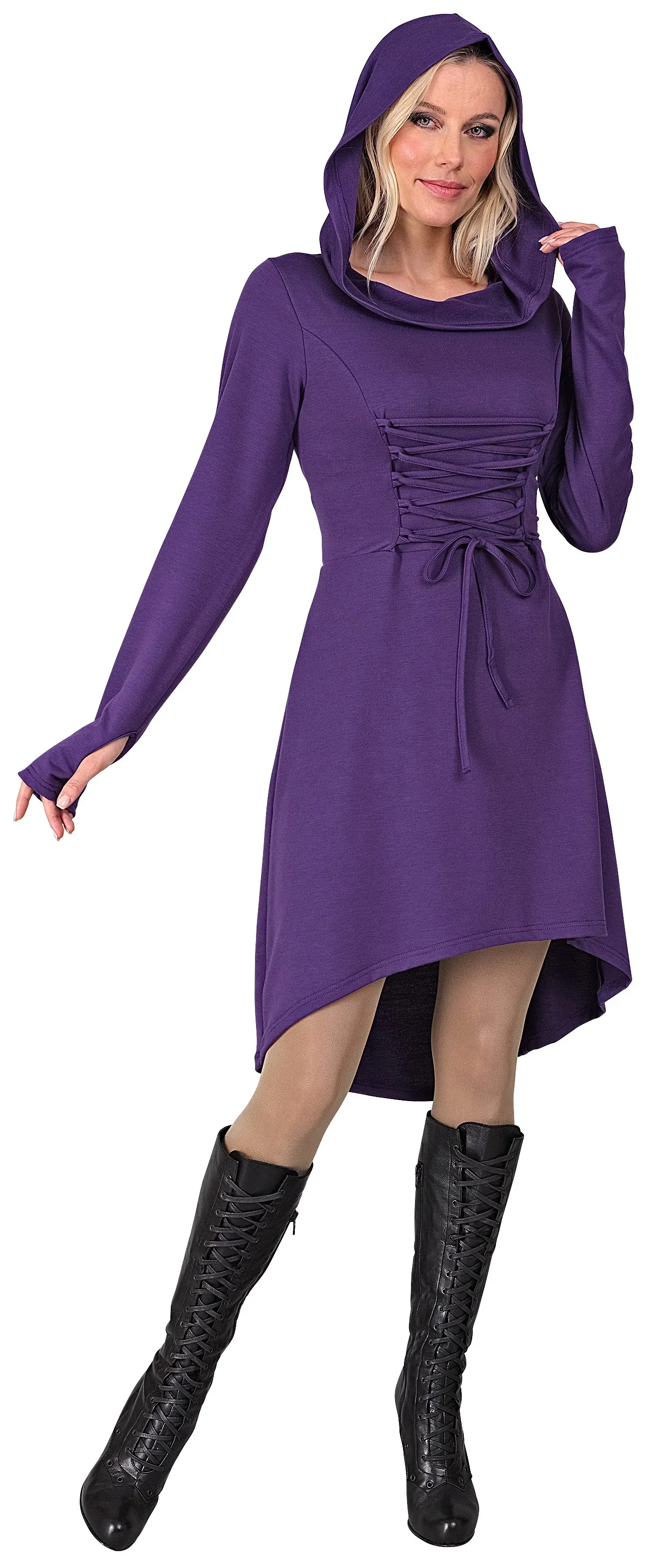 Disfraz Medieval Morado con Capucha para Mujer