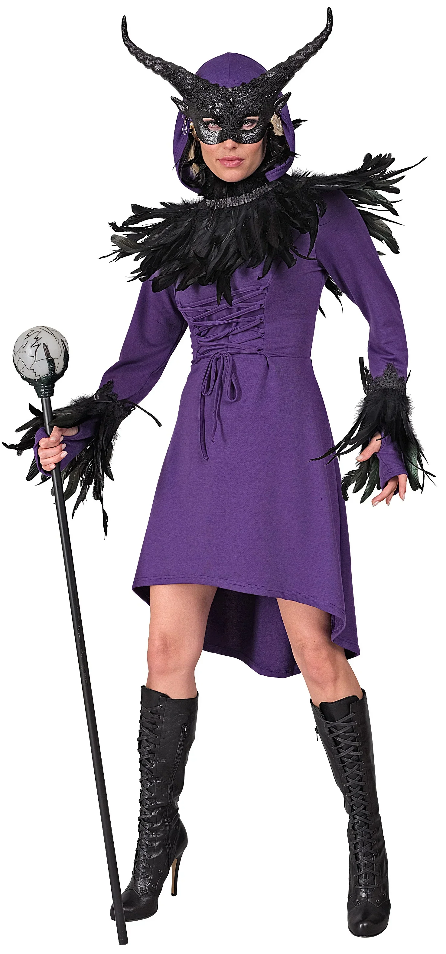 Disfraz Medieval Morado con Capucha para Mujer - Image 2