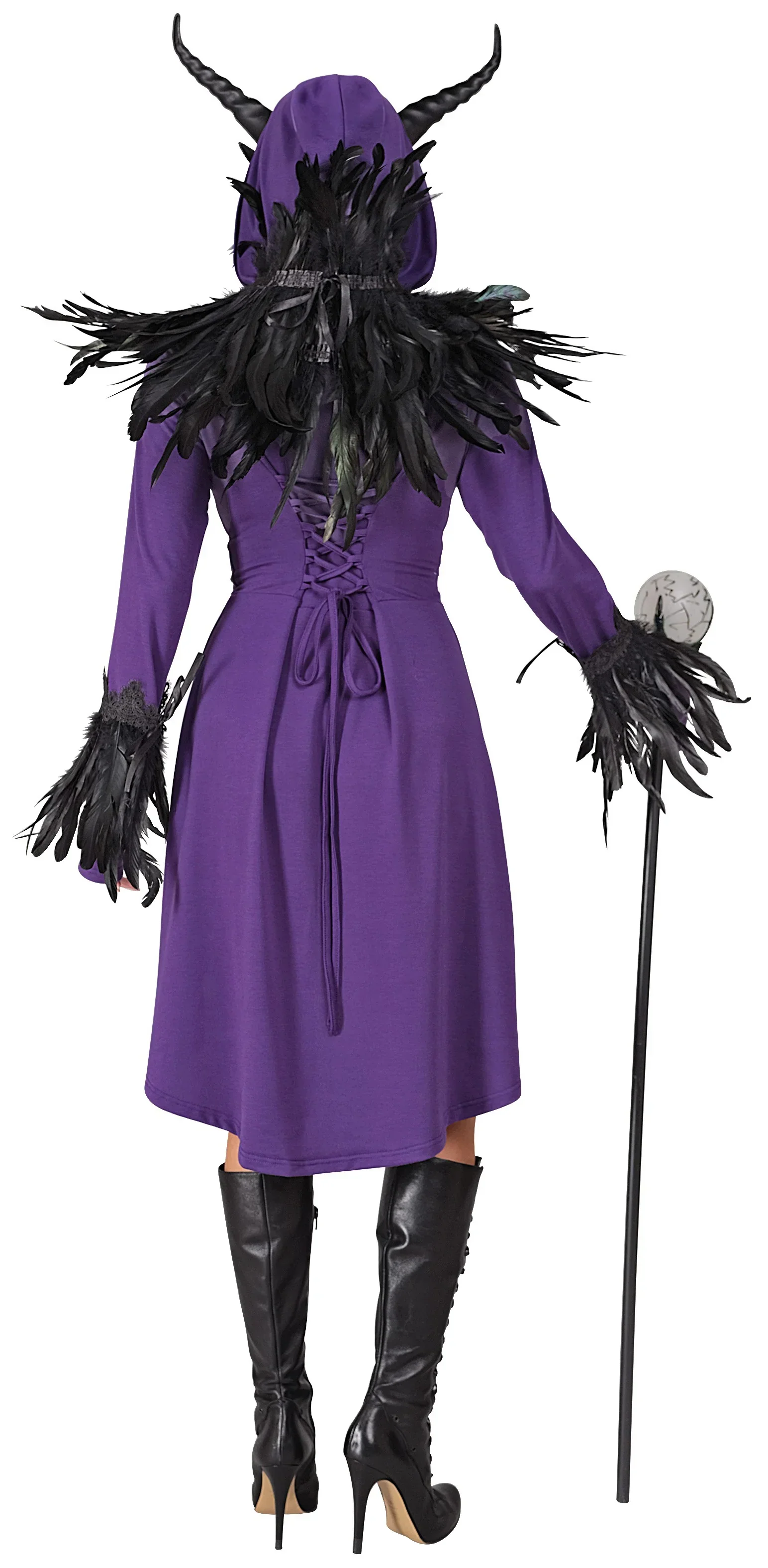 Disfraz Medieval Morado con Capucha para Mujer - Image 3