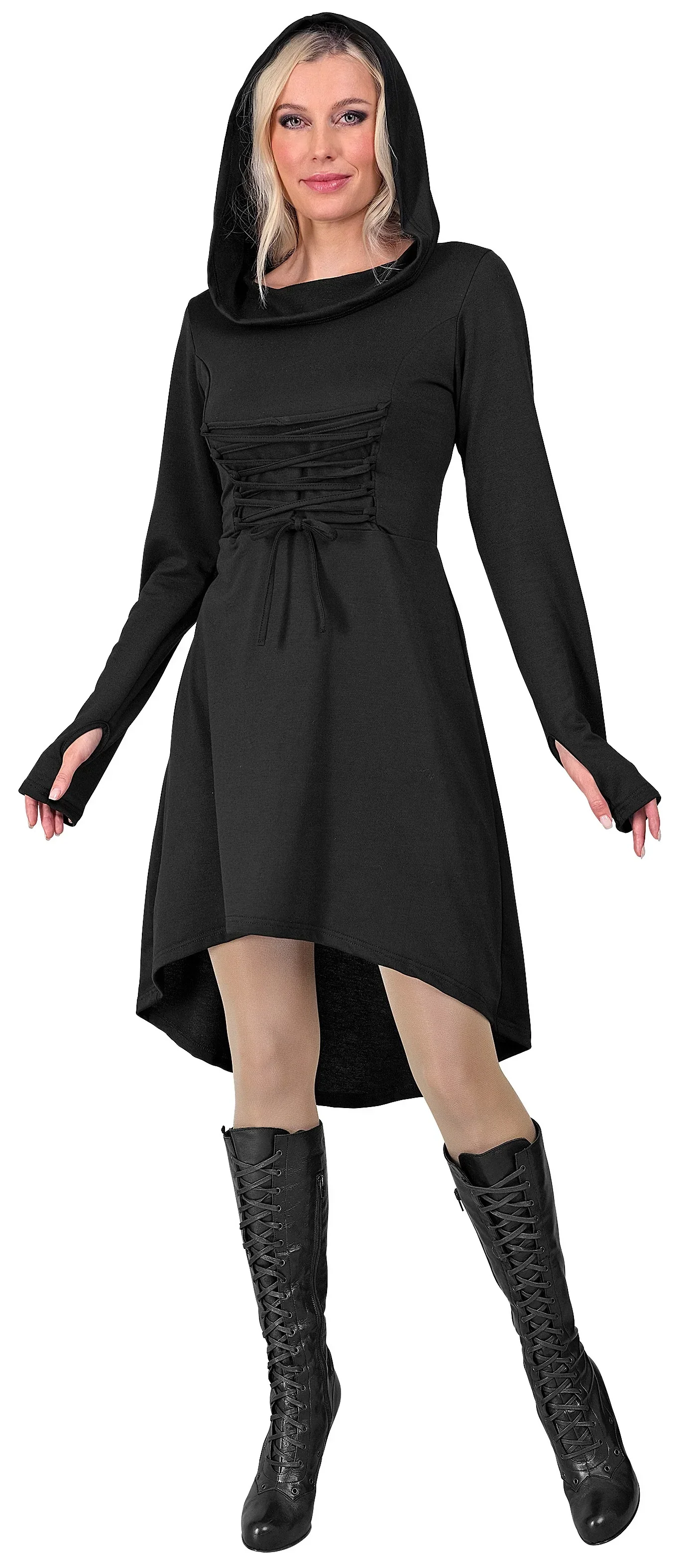 Disfraz Medieval Negro con Capucha para Mujer