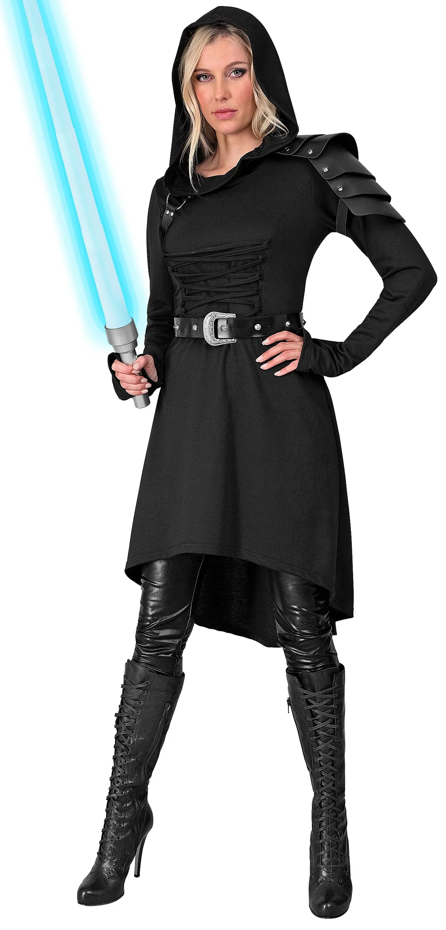 Disfraz Medieval Negro con Capucha para Mujer - Image 2