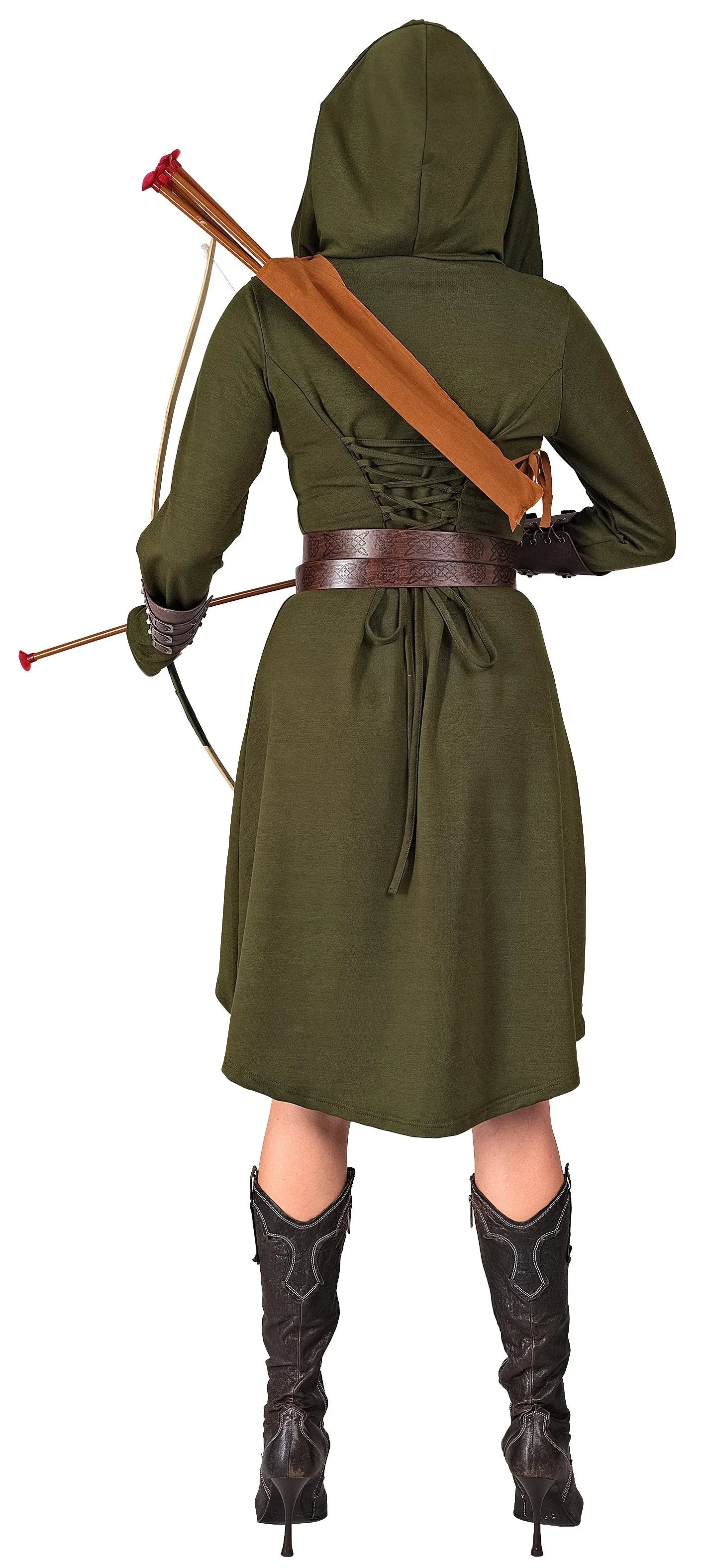 Disfraz Medieval Verde con Capucha para Mujer - Image 4
