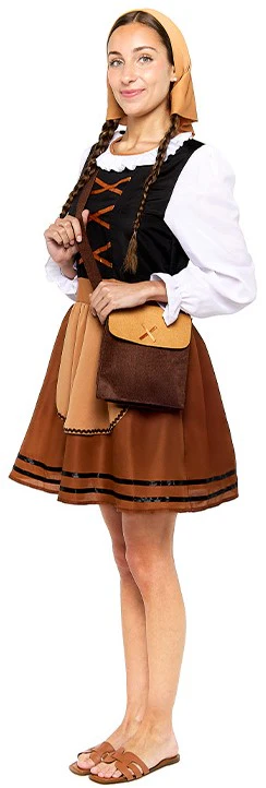 Disfraz de Pastora Marrón con Zurrón para Mujer - Image 3