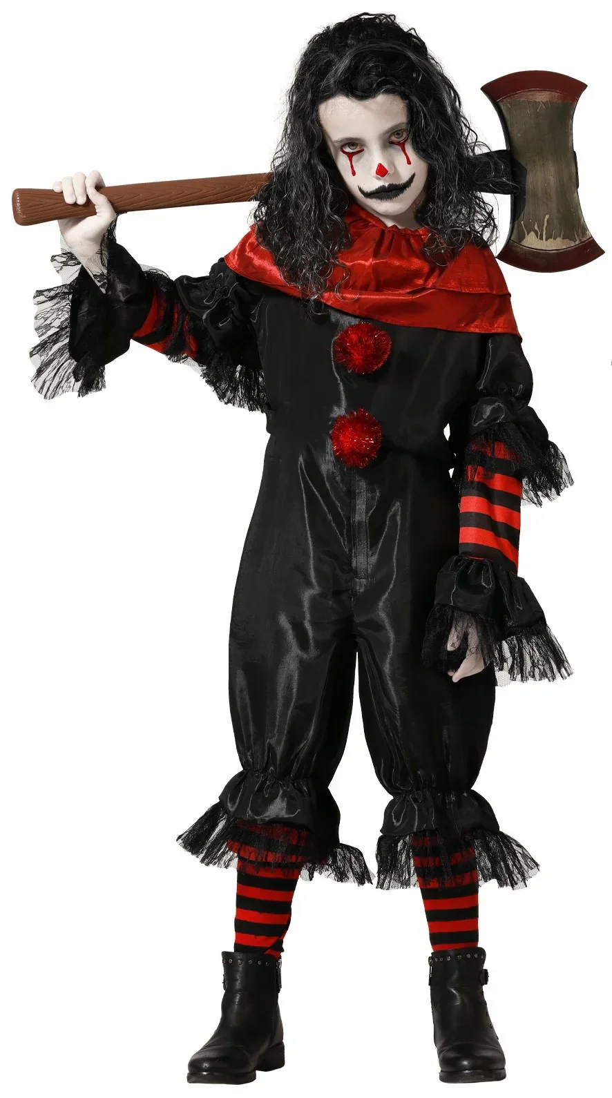 Disfraz de Payaso Asesino Negro y Rojo Infantil - Image 2