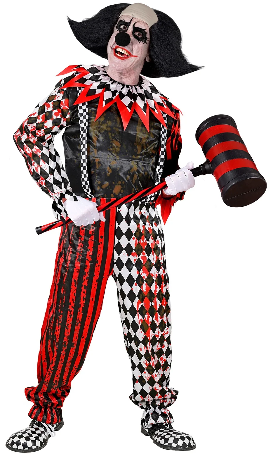 Disfraz de Payaso de Terror Rojo y Negro para Adulto