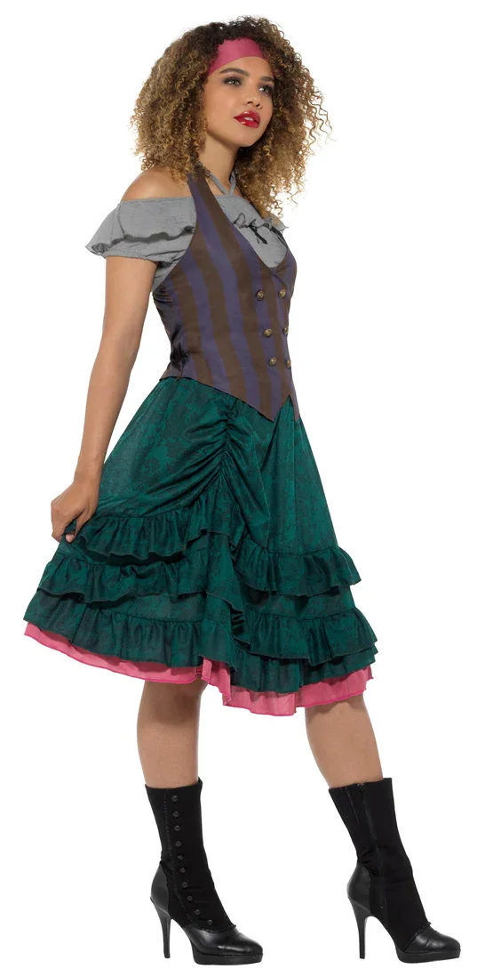 Disfraz de Pirata con Chaleco y Falda para Mujer - Image 3