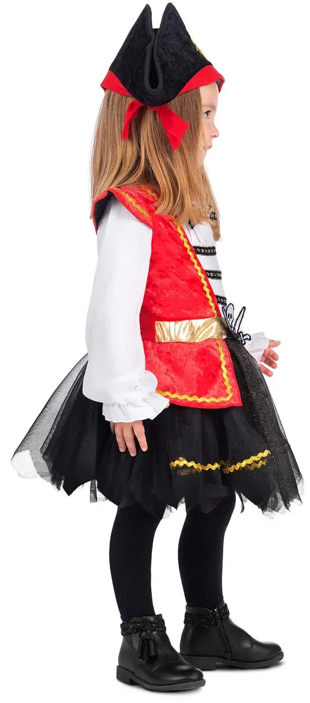 Disfraz de Pirata Rojo para Niña con Falda de Tul - Image 3