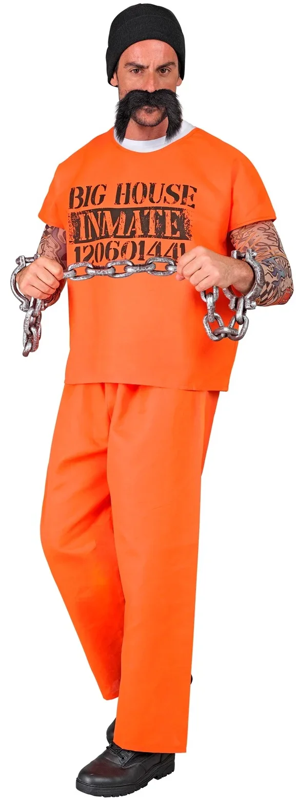 Disfraz de Preso Naranja Manga Corta para Hombre