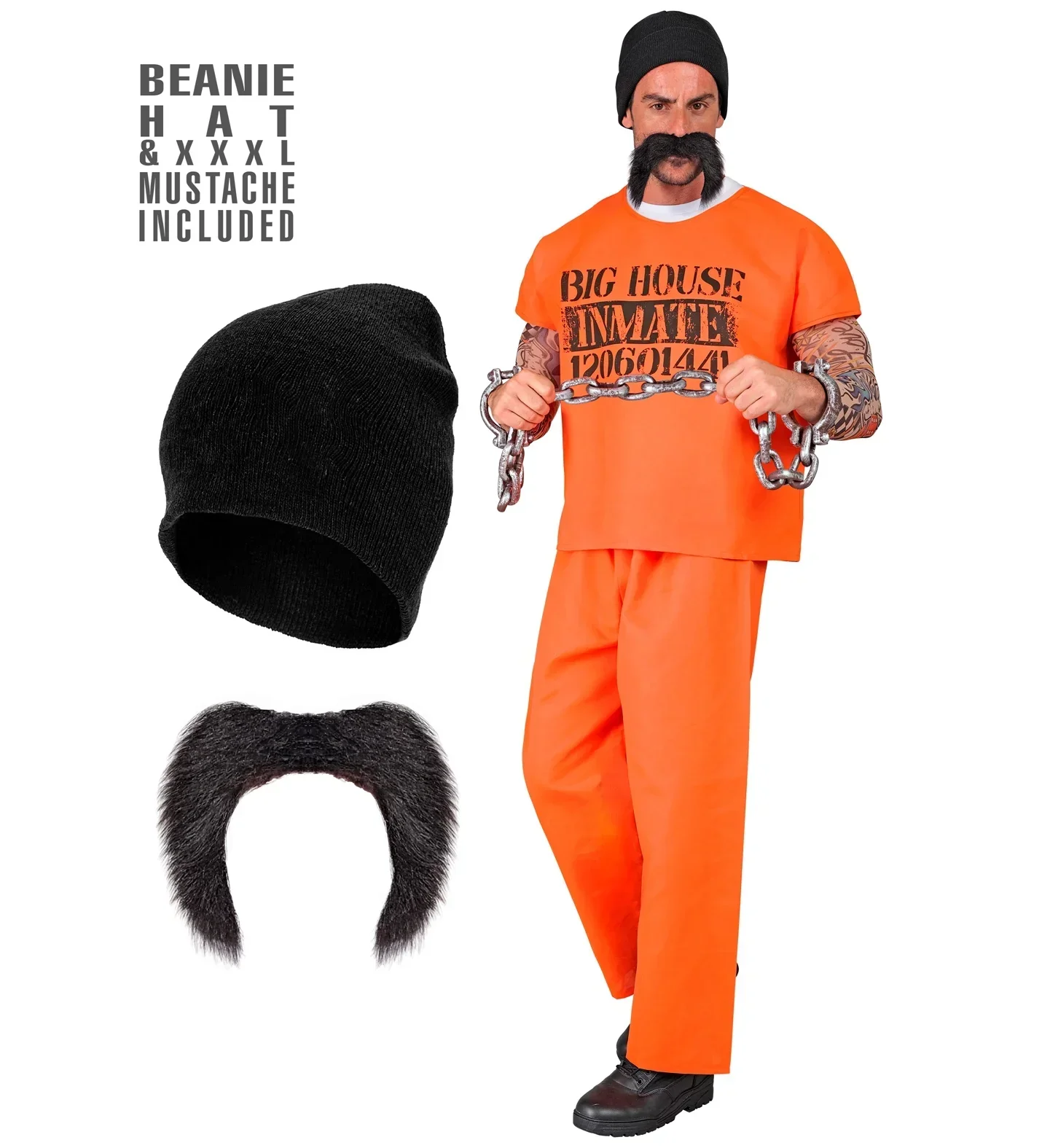 Disfraz de Preso Naranja Manga Corta para Hombre - Image 4