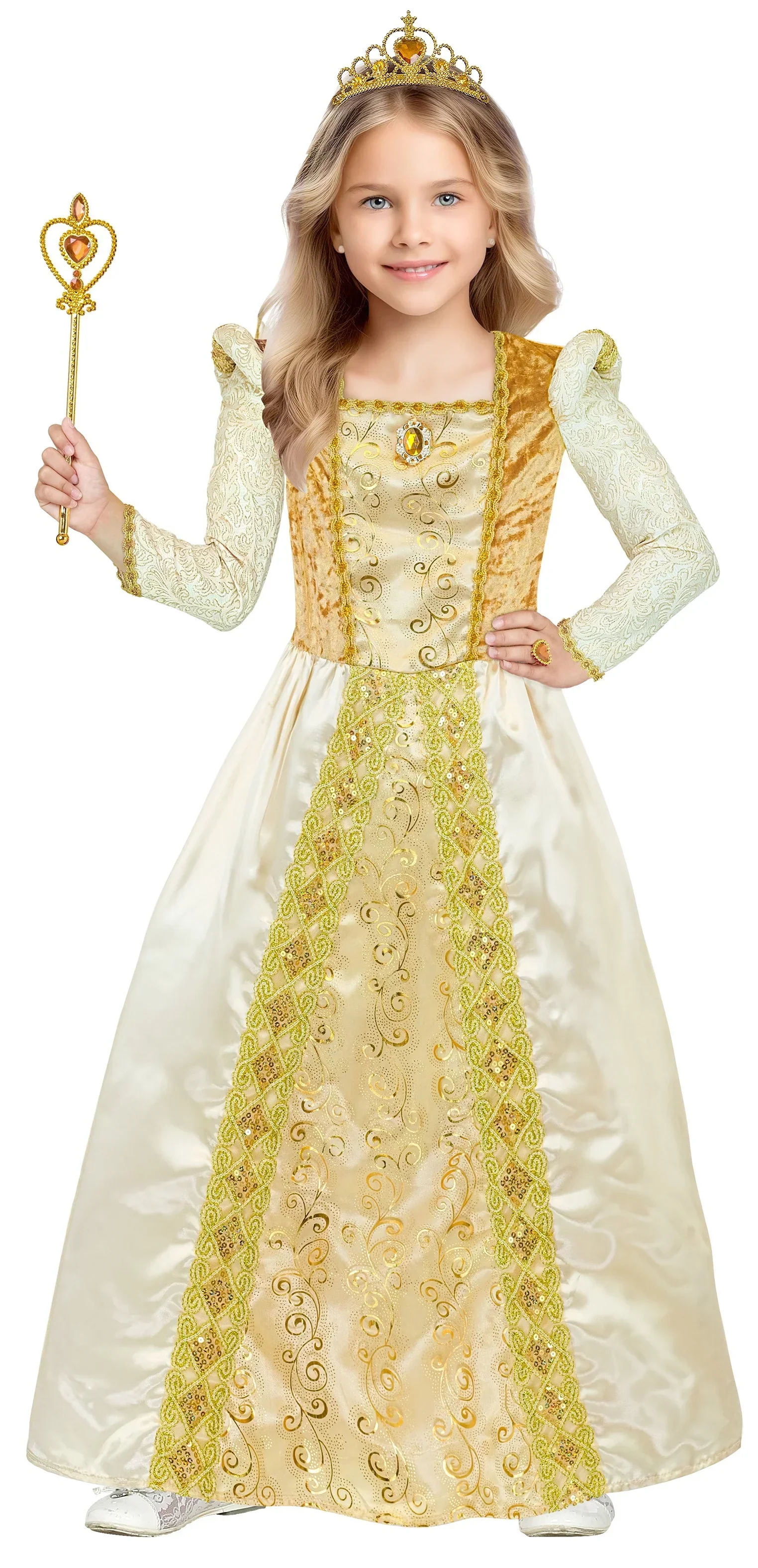 Disfraz de Princesa Medieval Dorado para Niña - Image 4