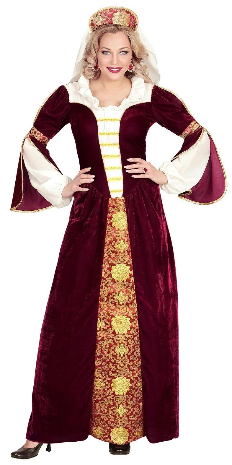 Disfraz de Reina Medieval Granate para Mujer - Image 3