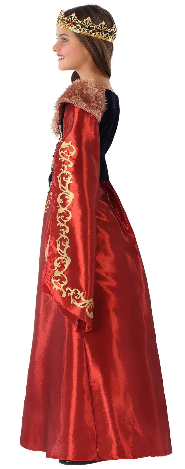 Disfraz de Reina Medieval Roja y Azul Infantil - Image 3