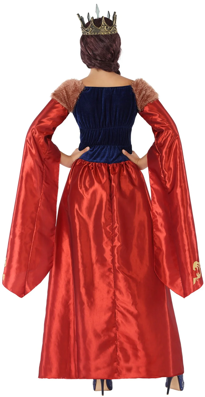 Disfraz de Reina Medieval Roja y Azul para Mujer - Image 2