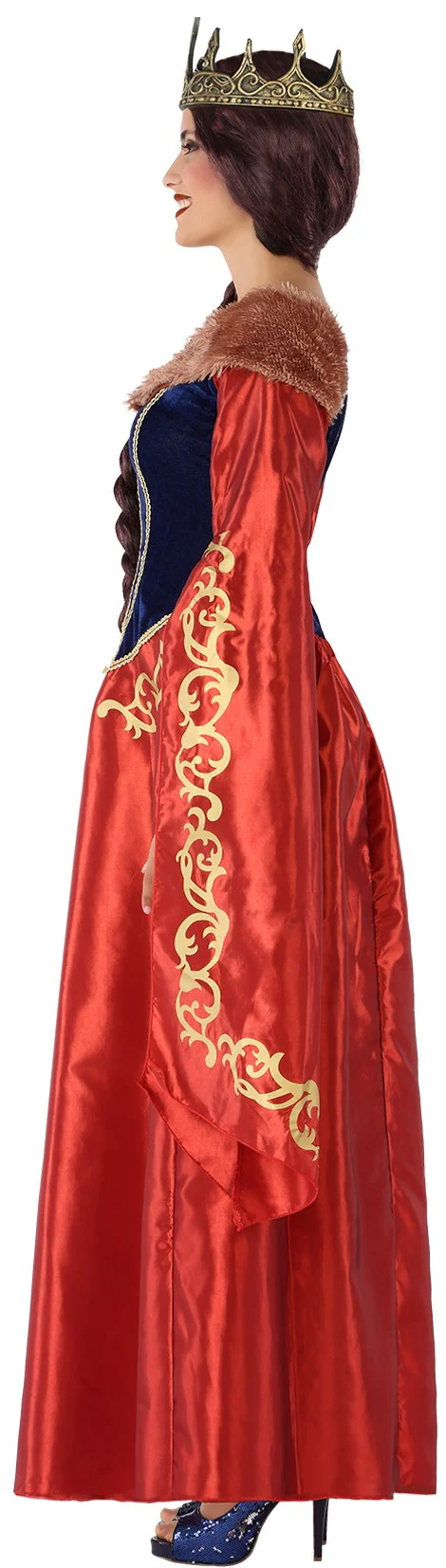 Disfraz de Reina Medieval Roja y Azul para Mujer - Image 3
