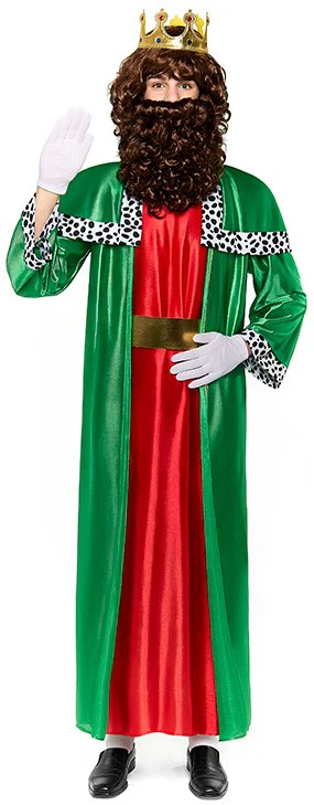 Disfraz de Rey Mago Verde y Rojo para Hombre