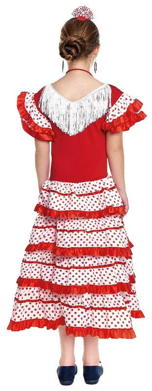 Disfraz de Sevillana Blanco y Rojo para Niña - Image 2