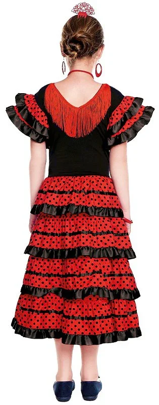 Disfraz de Sevillana Negro y Rojo para Niña - Image 2
