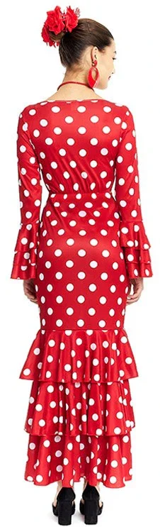 Disfraz de Sevillana Rojo con Lunares Blancos para Mujer - Image 2