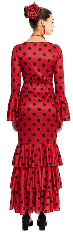 Disfraz de Sevillana Rojo con Lunares Negros para Mujer - Image 2