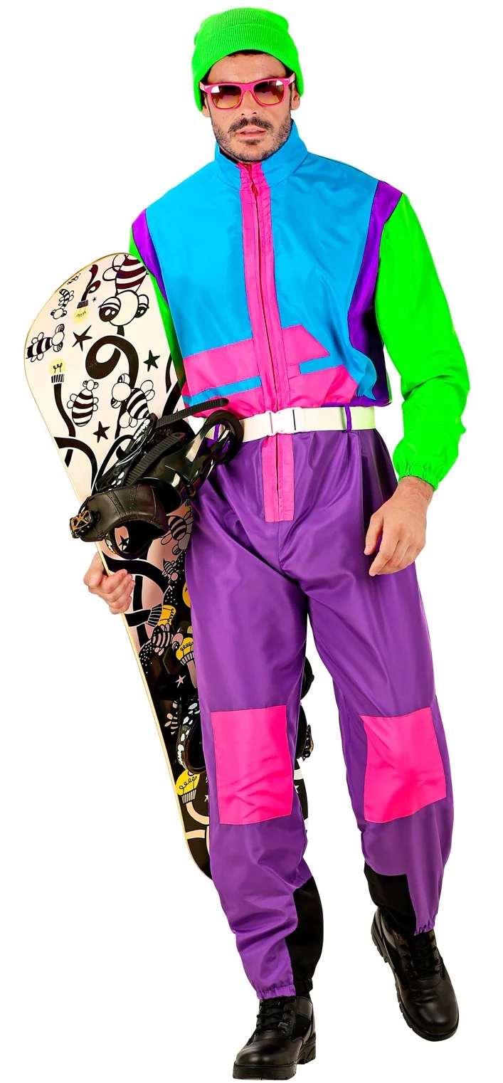 Disfraz de Snowboarder Años 80 Neón para Adulto - Image 5