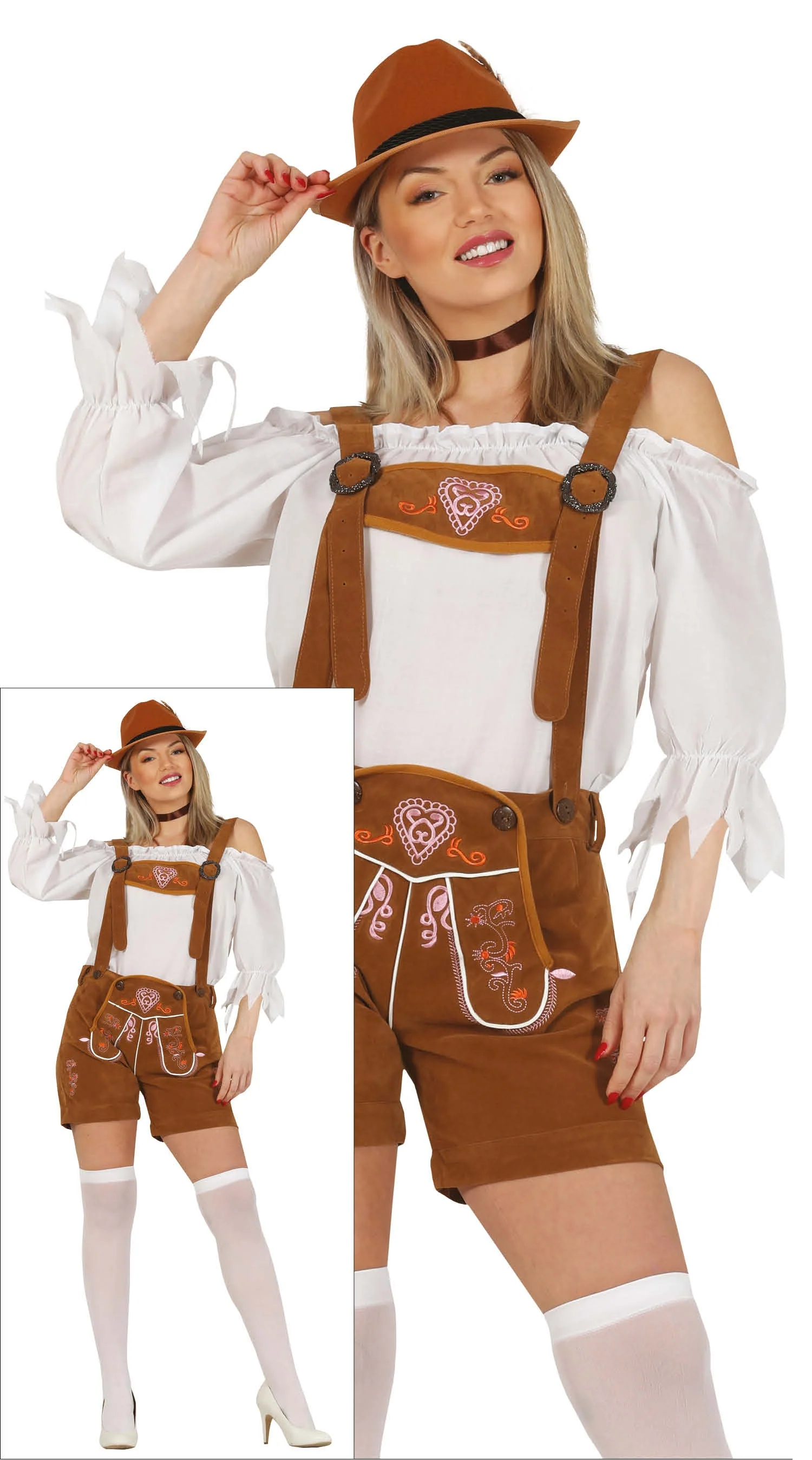 Disfraz de Tirolesa Oktoberfest en Marrón Claro para Mujer