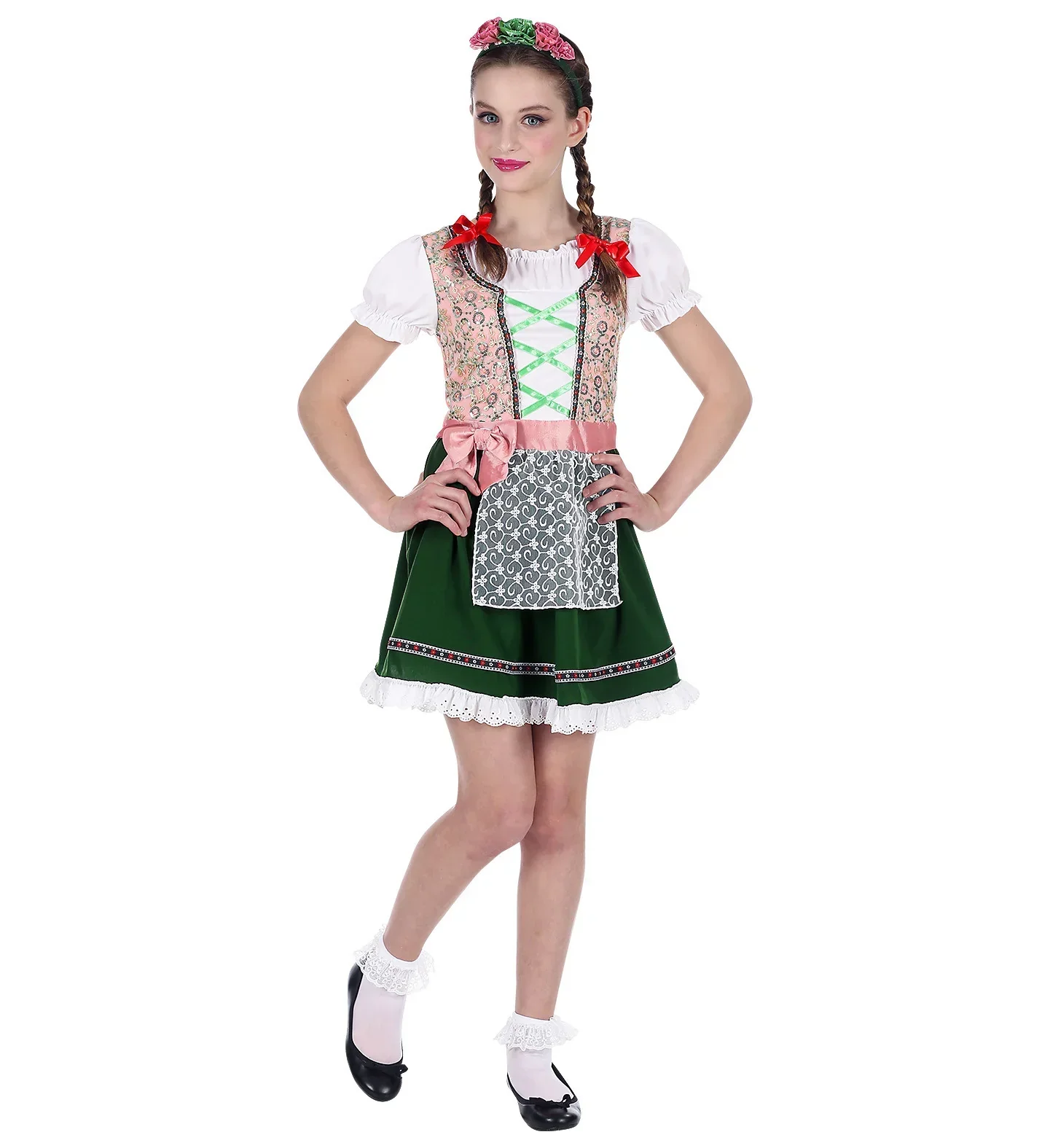 Disfraz de Tirolesa Rosa y Verde para Niña - Image 3