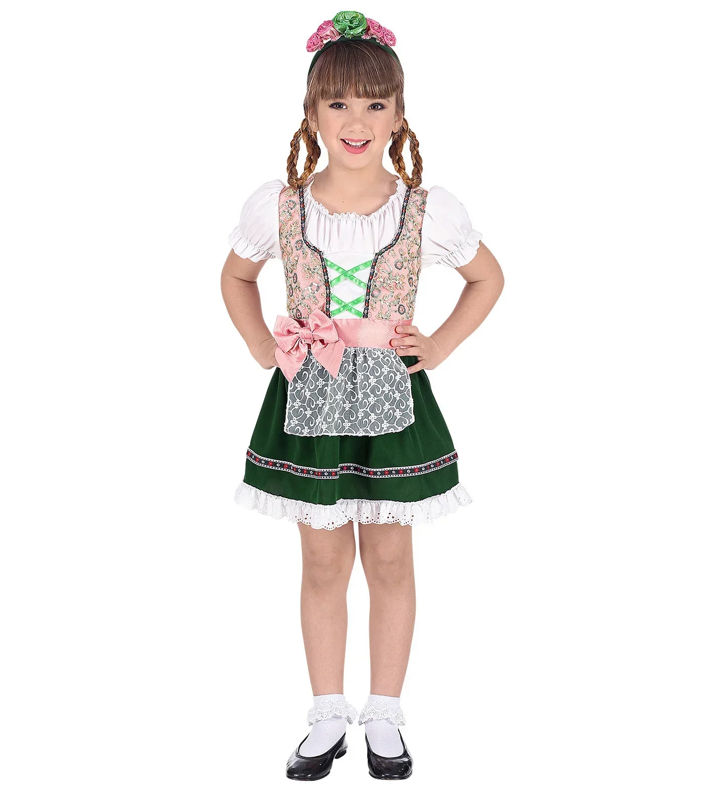 Disfraz de Tirolesa Rosa y Verde para Niña - Image 4