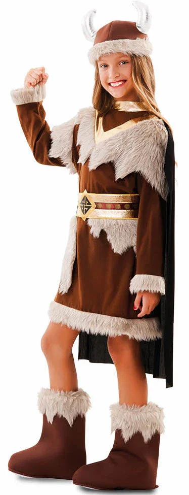 Disfraz de Vikinga Marrón para Niña - Image 3