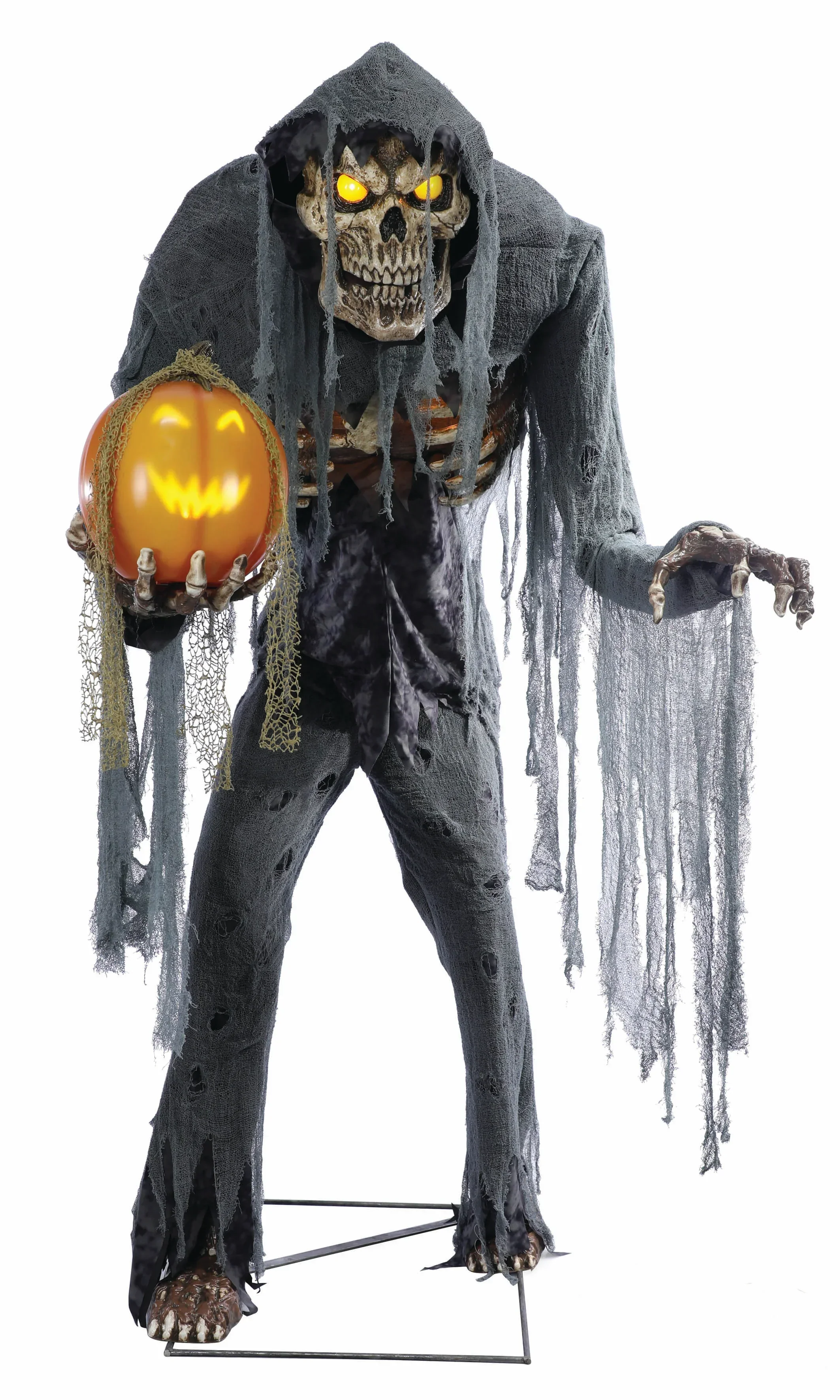 Esqueleto y Calabaza Siniestros con Movimiento, Luz y Sonido