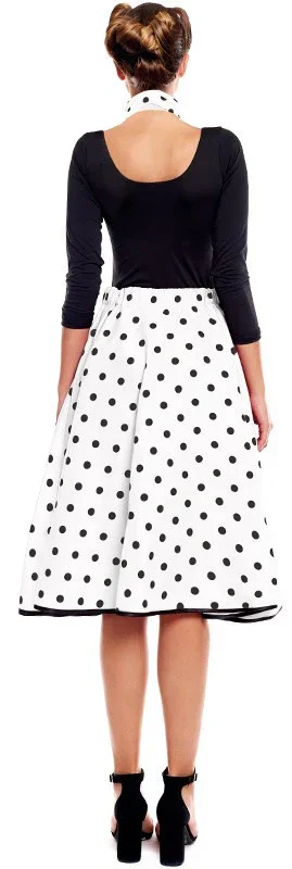 Falda Años 50 Blanca con Lunares Negros para Mujer - Image 2