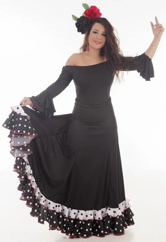 Falda Flamenca Negra y Blanca para Mujer - Image 2