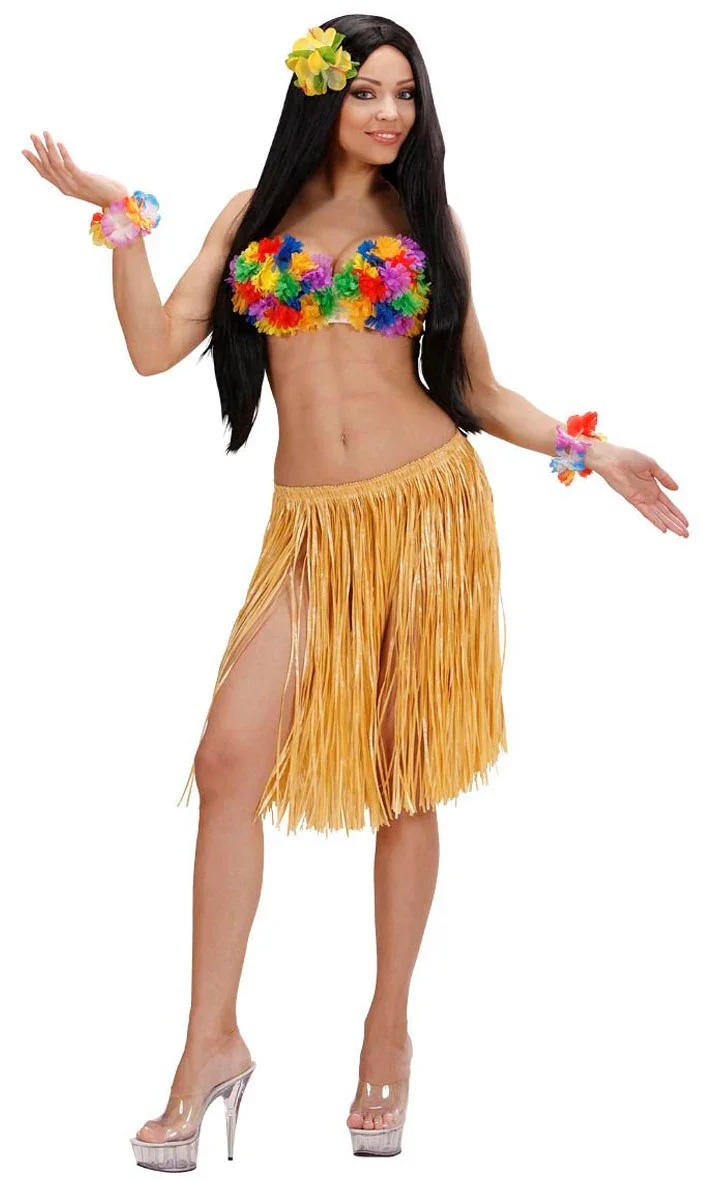 Falda Hawaiana Color Paja para Adulto - Image 6