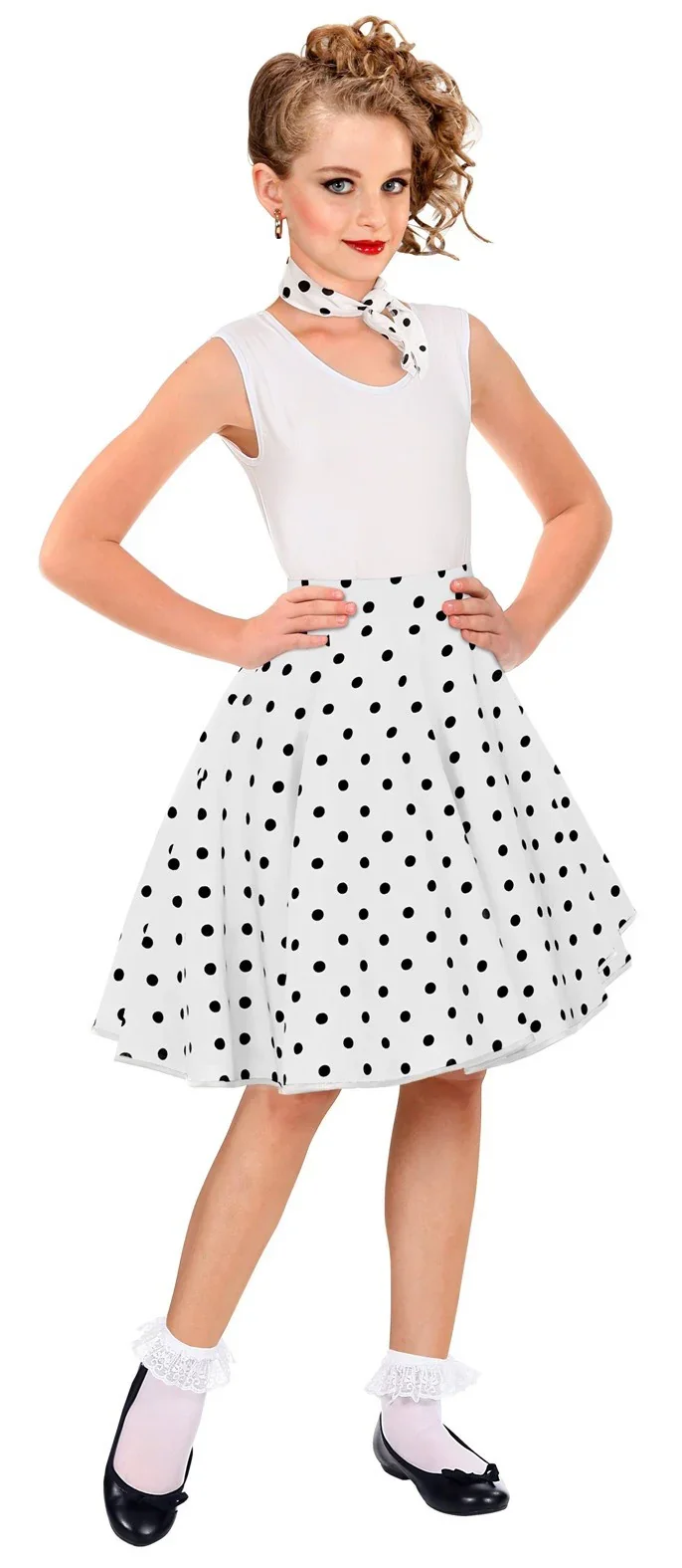 Falda de Lunares Años 50 Blanca para Niña - Image 2