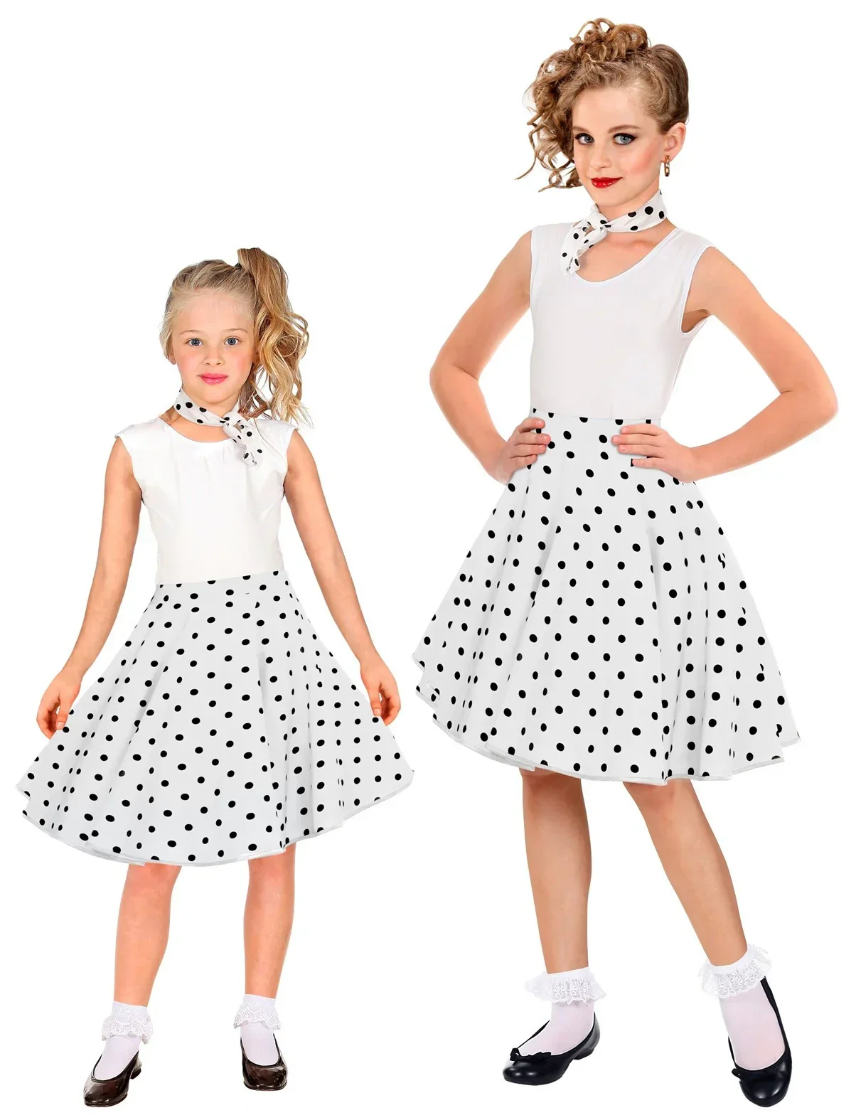 Falda de Lunares Años 50 Blanca para Niña - Image 3