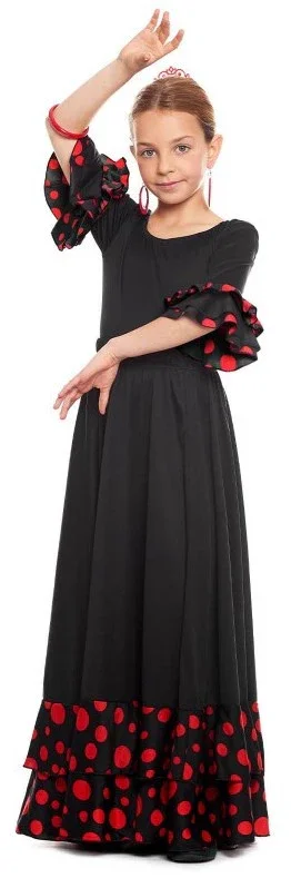 Falda de Sevillana Negra Infantil con Lunares Rojos - Image 2