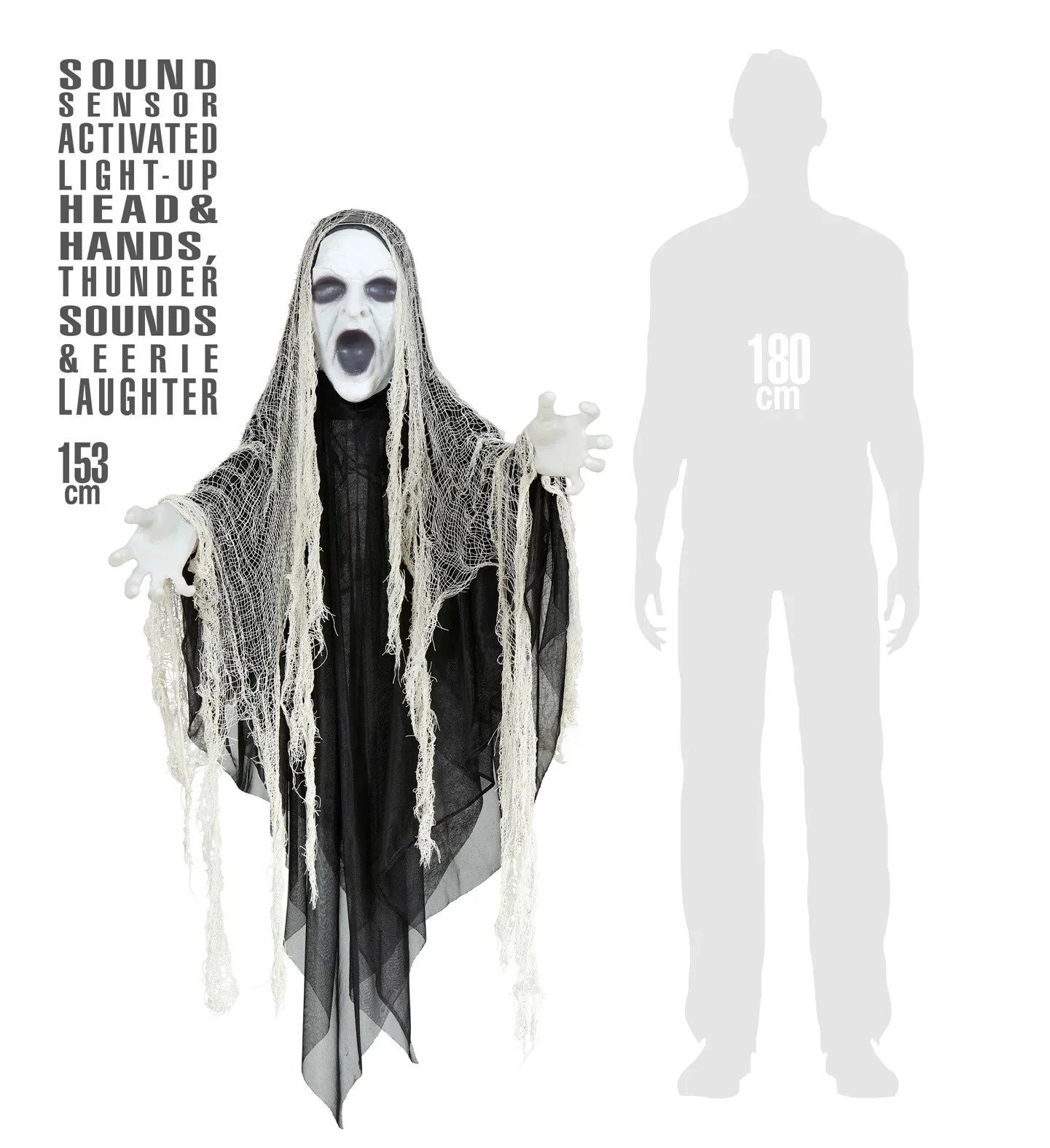 Fantasma Siniestro para Colgar de 153cm con Luz y Sonido - Image 3