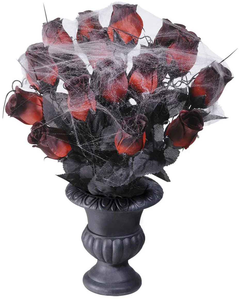 Florero Con Rosas Rojas y Telarañas