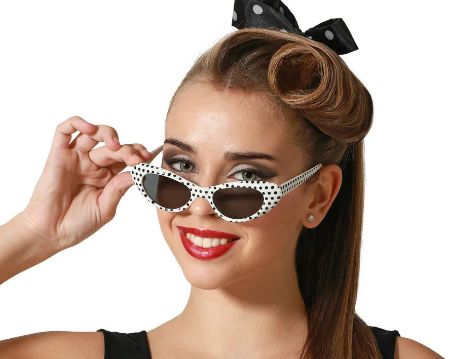 Gafas Años 50 Blancas de Lunares Negros - Image 2