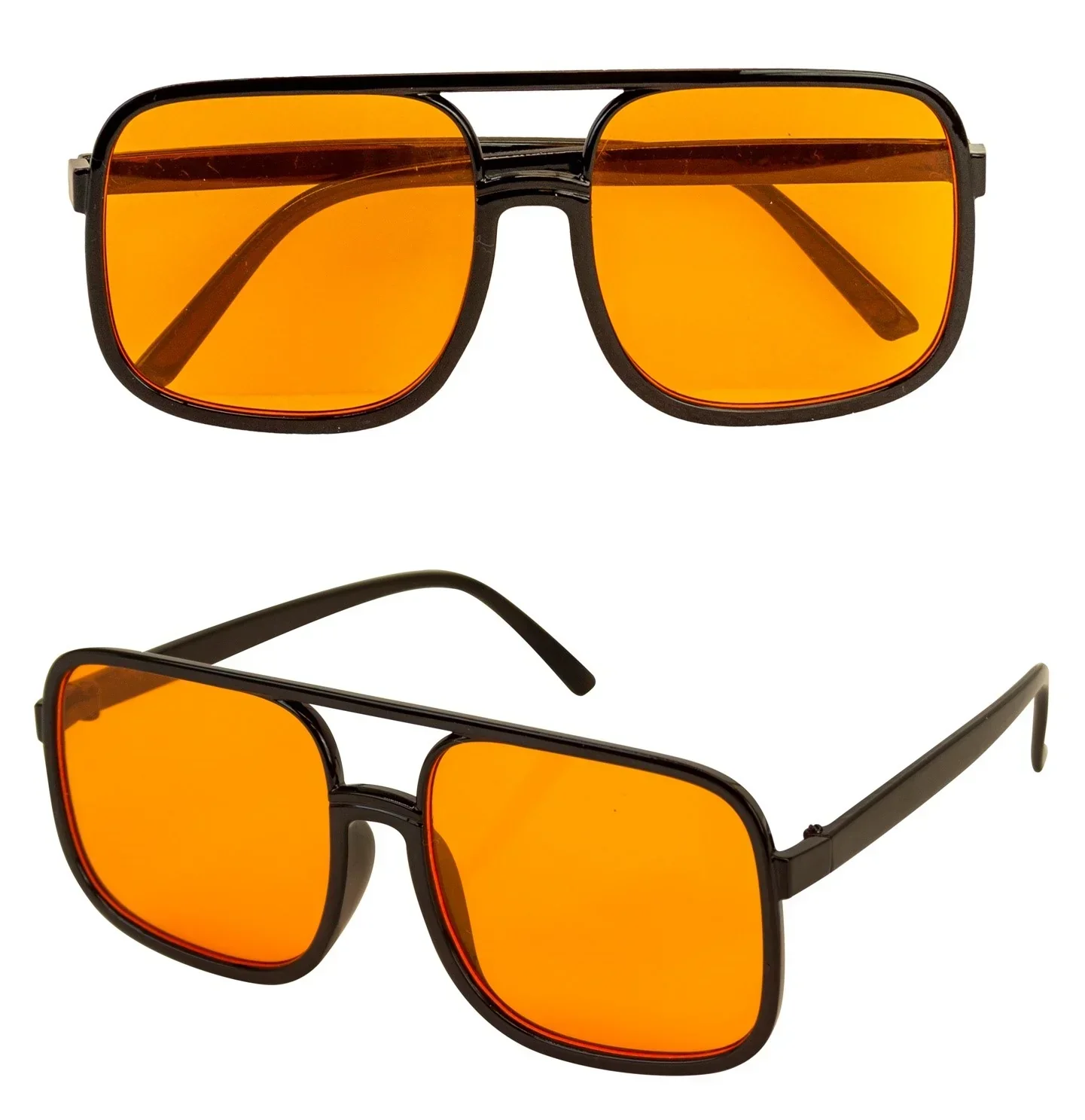 Gafas Aviador Cuadradas Negras con Lentes Naranjas