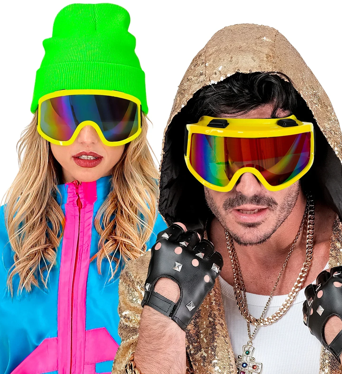 Gafas de Esquí o Snowboard Años 80 Amarillo Neón - Image 2