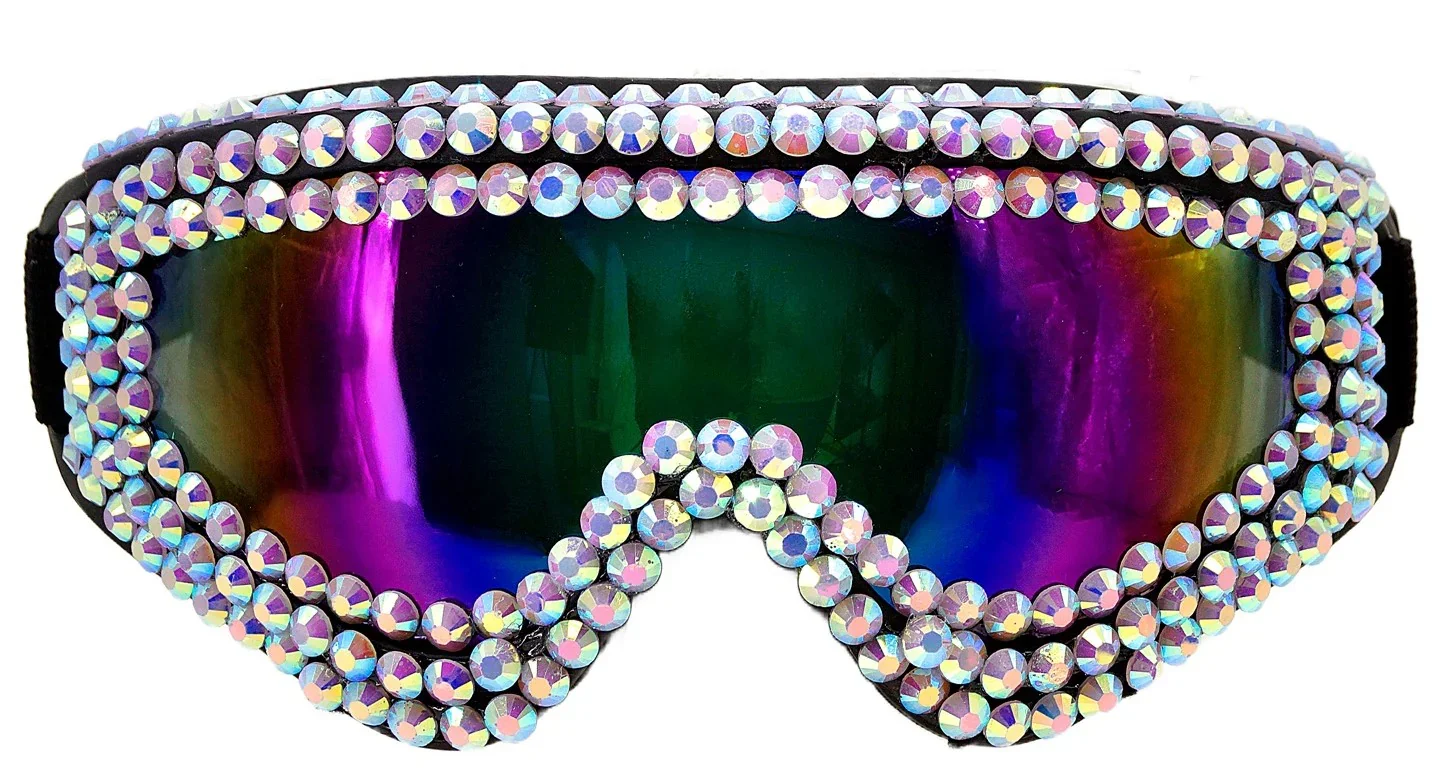 Gafas de Esquí o Snowboard Años 80 con Diamantes de Strass