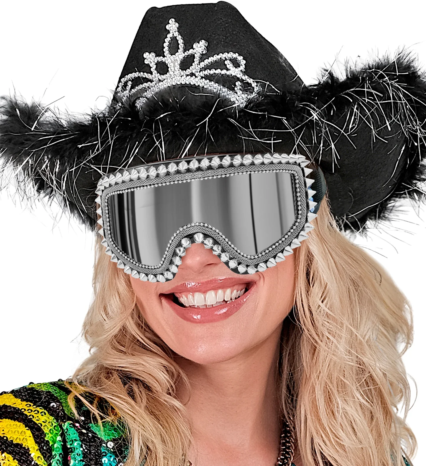 Gafas de Esquí o Snowboard Plateadas con Pedrería y Pinchos - Image 3