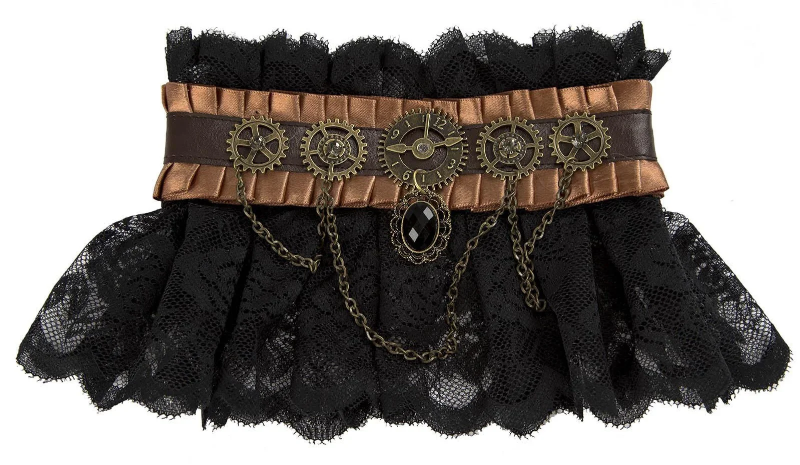 Gargantilla Steampunk con Encaje y Engranajes