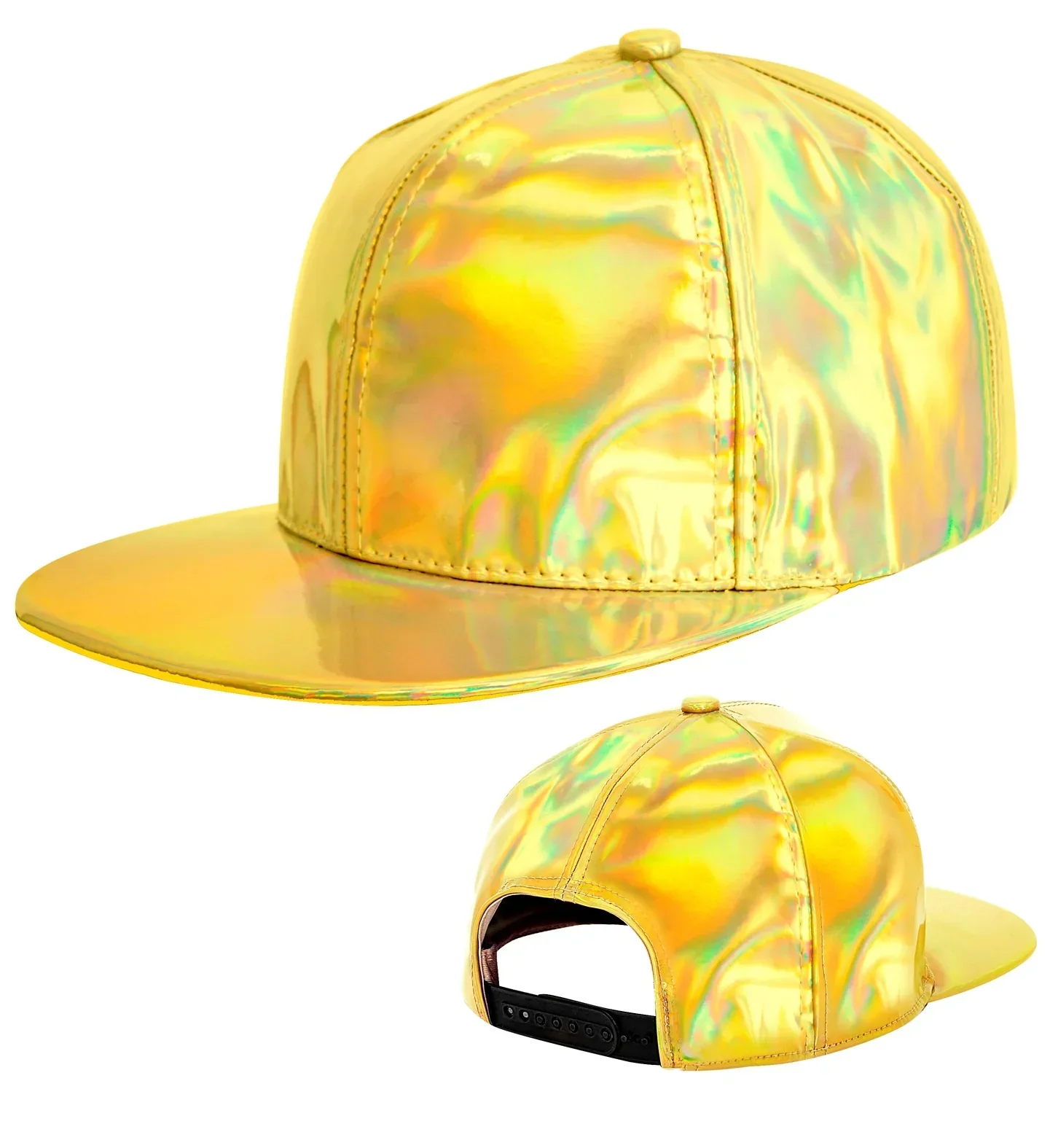 Gorra de Rapero Hip Hop Holográfica Dorada