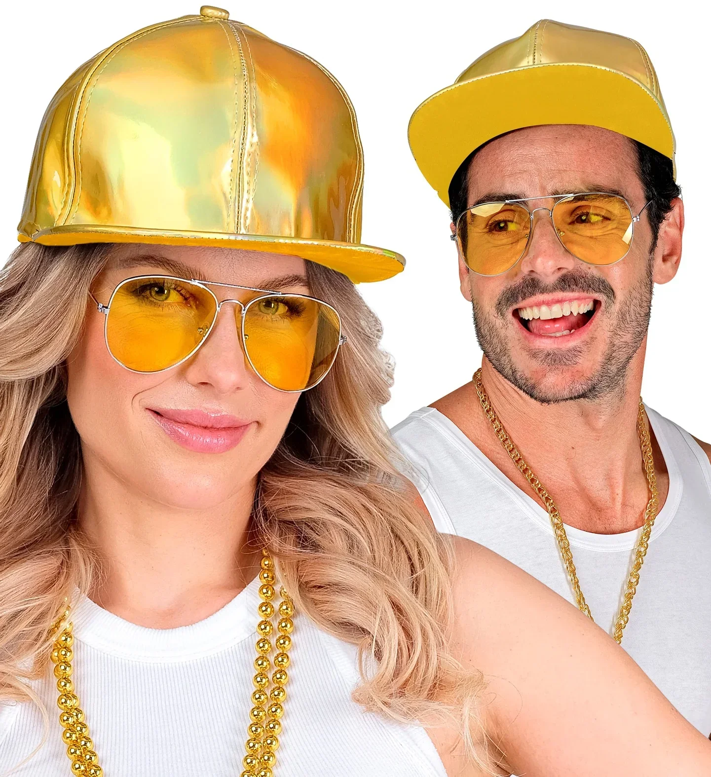Gorra de Rapero Hip Hop Holográfica Dorada - Image 2