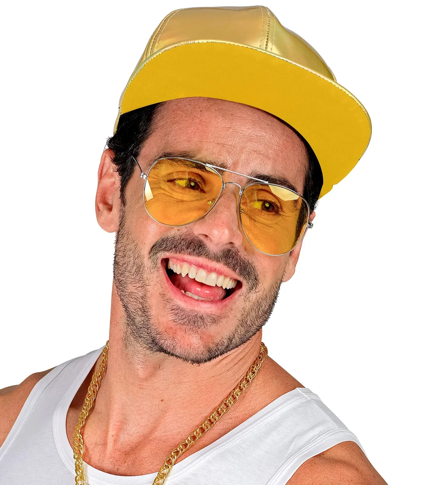 Gorra de Rapero Hip Hop Holográfica Dorada - Image 3