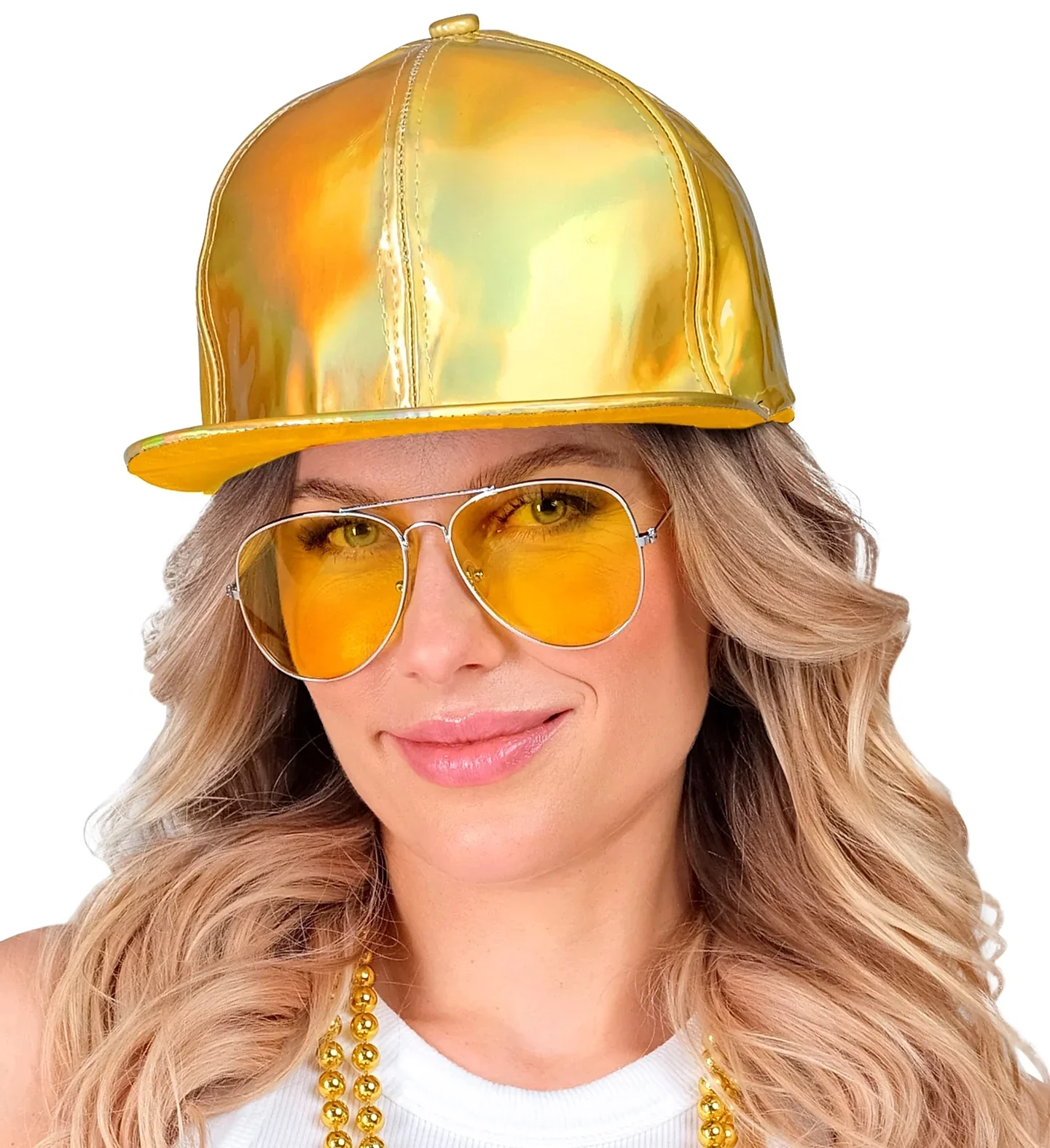 Gorra de Rapero Hip Hop Holográfica Dorada - Image 4